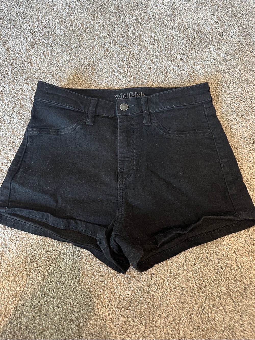 wild fable Black High-Waist Denim Shorts